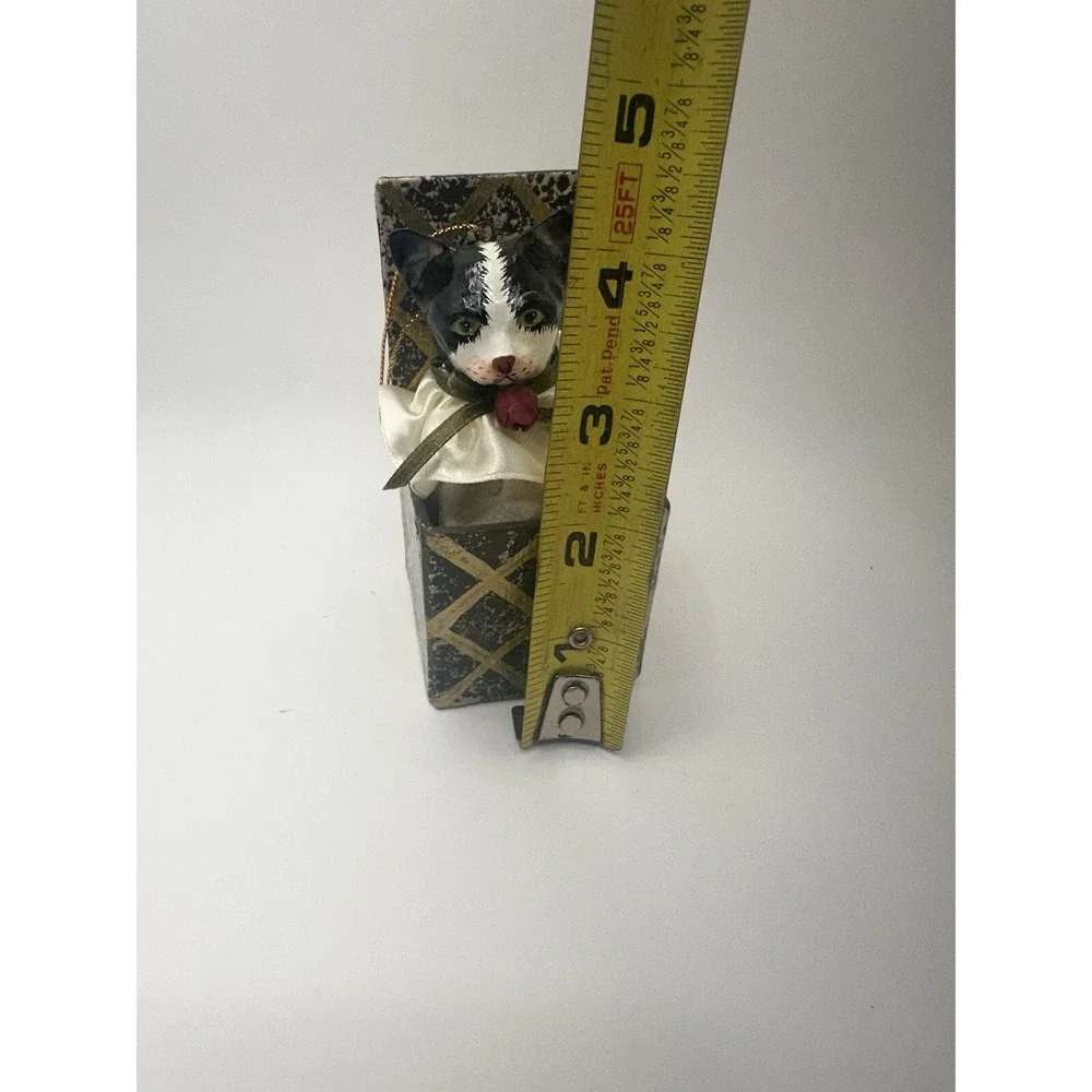 Black And White CAT In A Box Ornament